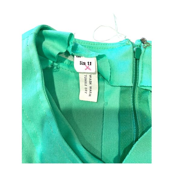 Vintage 70’s Tie Waist Maxi Dress Green Size 11 NWT Deadstock Boho Summer Retro - Picture 3 of 11